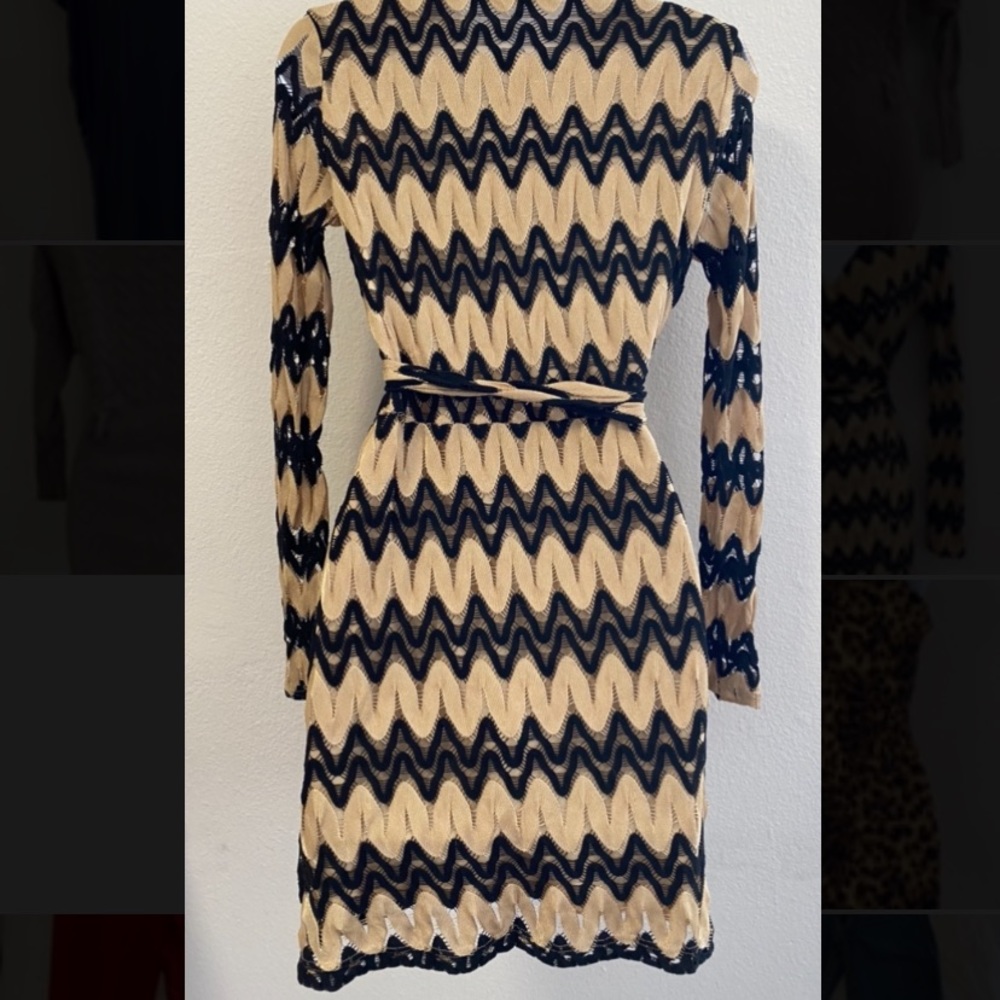 Ark & Co. Black and Gold wrap around knee length dress. - Picture 2 of 2